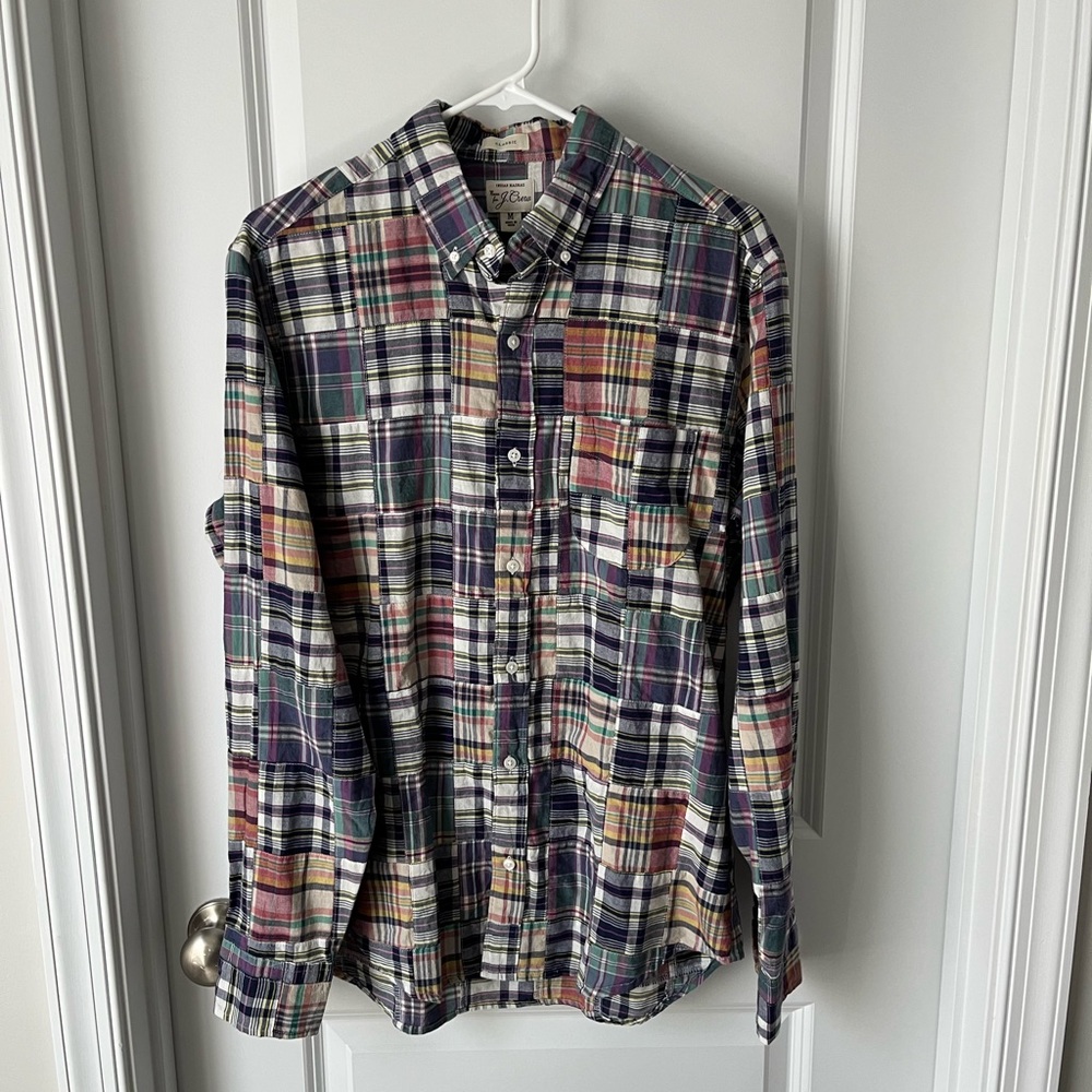 Men’s JCrew Madras Plaid Button Down Shirt, M